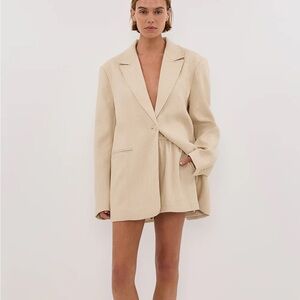DISSH Frankie Oat Oversized Tweed Boyfriend Blazer US 6